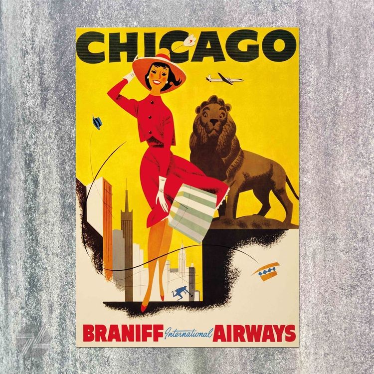 CHICAGO AIRWAYS USA Plakat Poster Repro 1
