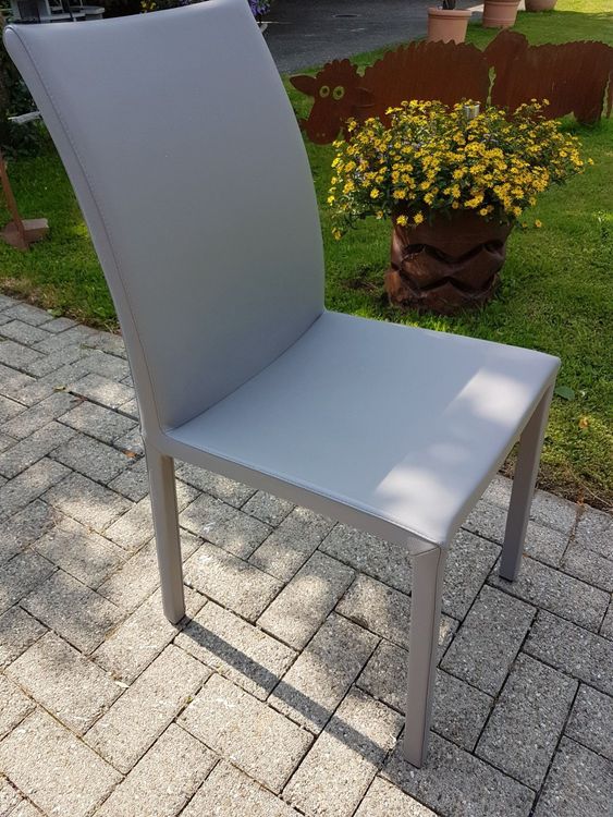 6 Esszimmerstühle aus grauem Leder | Kaufen auf Ricardo