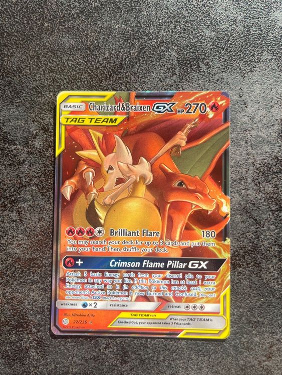 SM Cosmic Eclipse 251/236 Charizard & Braixen GX (Tag Team Rainbow