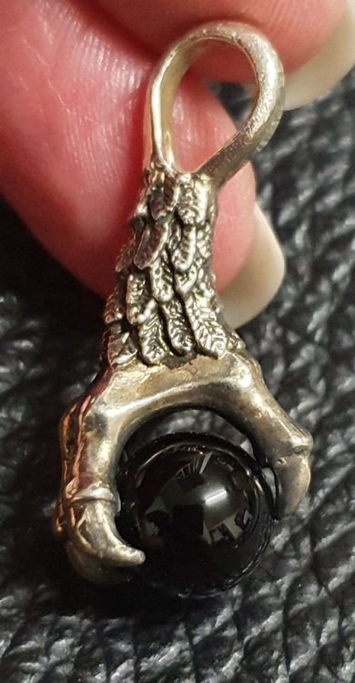 Neu: Adler Kralle schwarzer Onyx Perle / 925 Silber 1