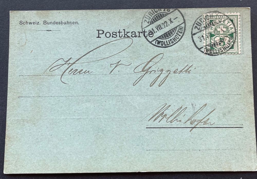 Avis Karte ZH Wollishofen 1902 | Kaufen auf Ricardo