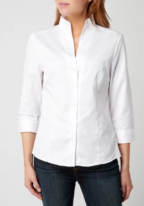 Weisse Bluse Mit Stehkragen
