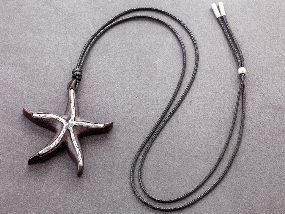 Mikovivi Seestern Halskette Damen - Titanstahl Meeres Schmuck Silber