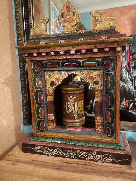 Antique moulin à prière Tibet en bois | Comprare su Ricardo