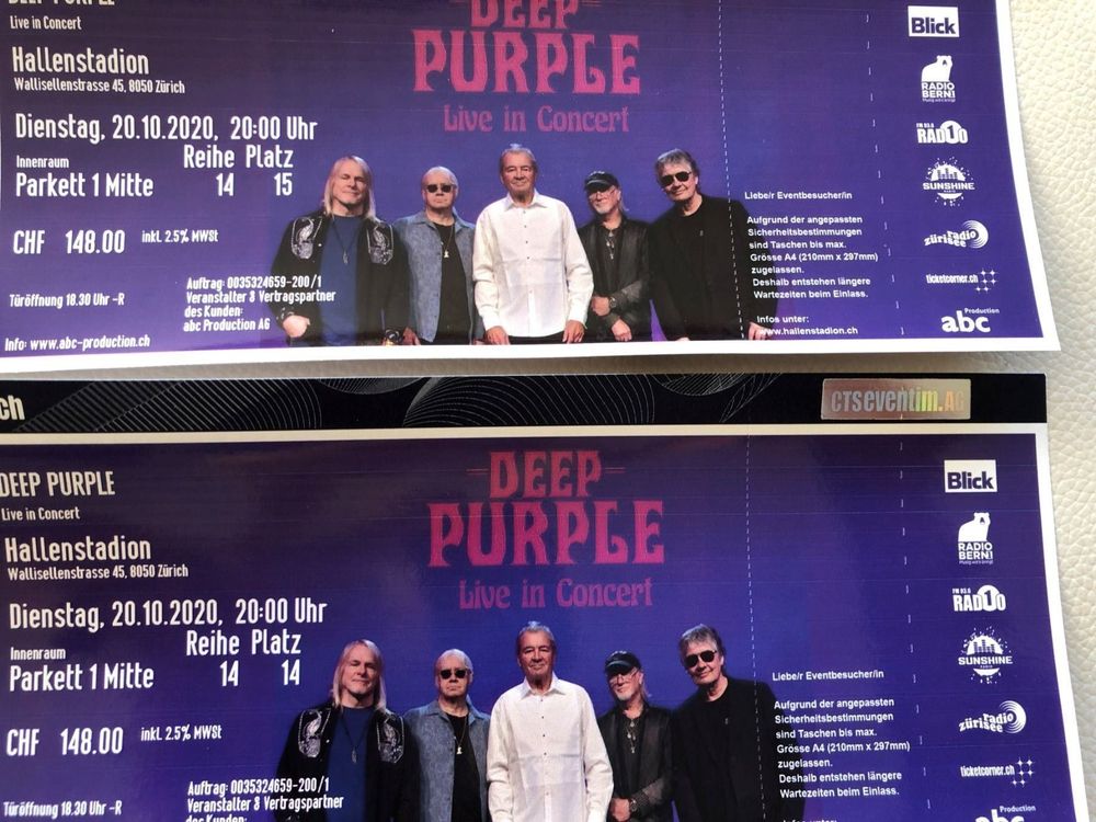 Deep Purple Tickets Golden Circle 2022 Kaufen auf Ricardo
