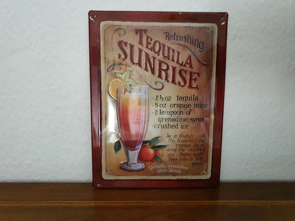 Blechschild Tequila Sunrise Drink, Retro 1