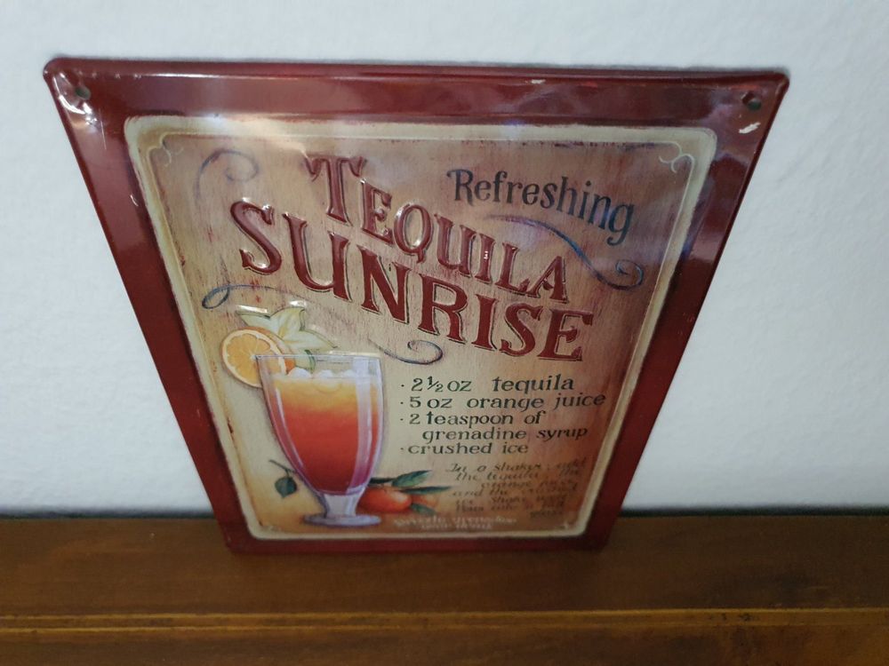 15x20 cm Blechschild Retro Vintage Cocktail Tequila Sunrise 