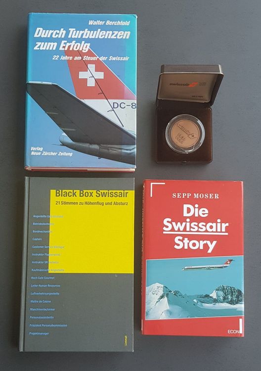 Swissair 3 Bücher und eine Medaille 1