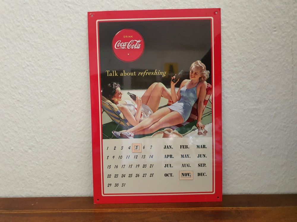 Blechschild Coca Cola Kalender, Vintage 1