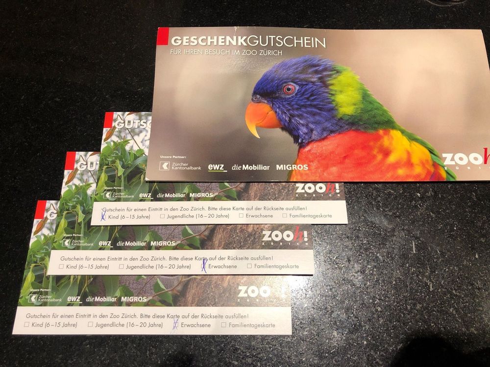Zoo Zooh Zürich 3x Eintritt Gutscheine | Kaufen auf Ricardo