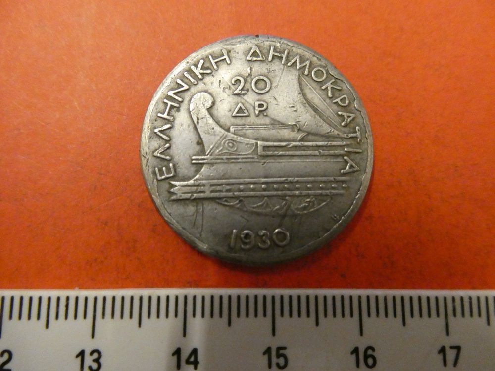 Griechenland 1930, 20 Drachmen - Silber 1