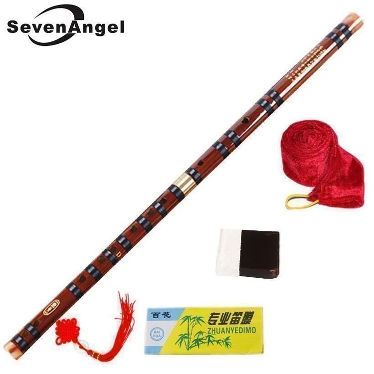 Flûte chinoise en bambou en do avec sac 1