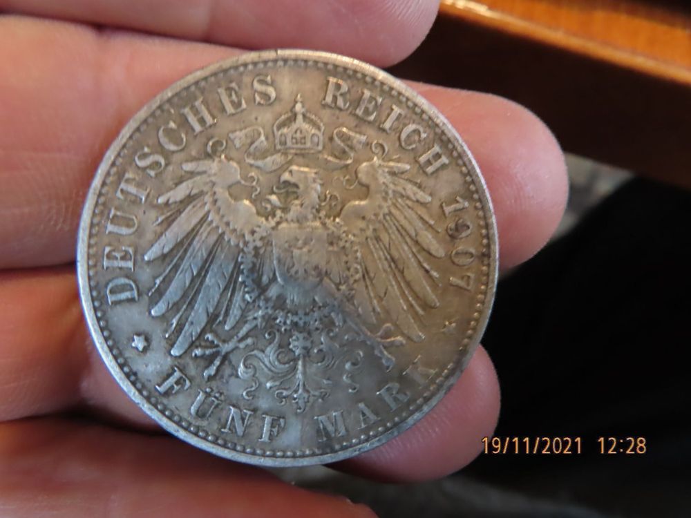 1907 5 Mark König von Bayern Silber 1