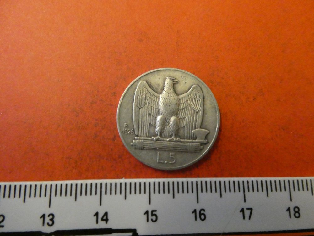 Italien 1926, 5 Lire - Silber 1