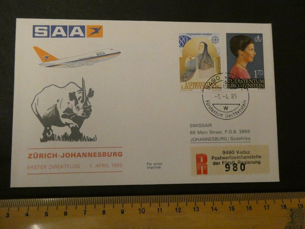 SAA Erstflug Zürich - Johannesburg 1985 1