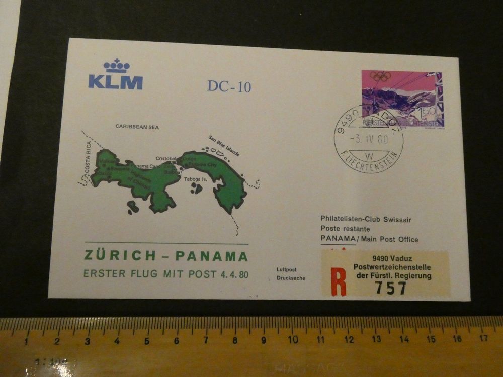 Erstluf KLM Zürich - Panama 1980 1