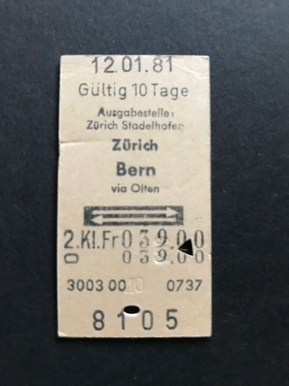 Zürich - Bern 2. Klasse retour 1