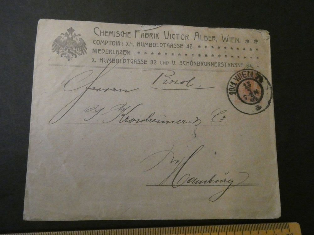 Oesterreich 1904, Brief Wien - Hamburg 1