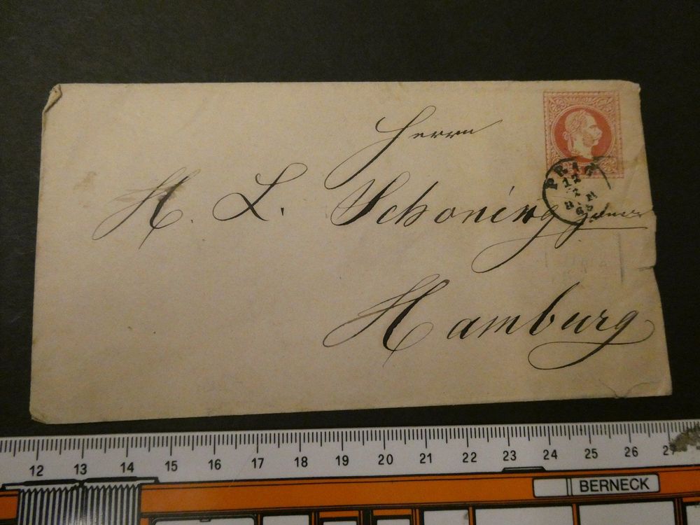Oesterreich 1865, Brief Prag - Hamburg 1