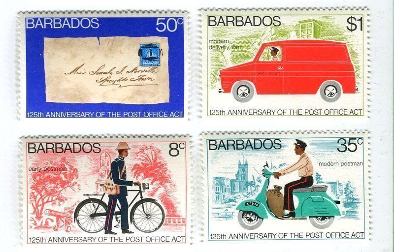 Briefmarken "Briefträger". Barbados. 1