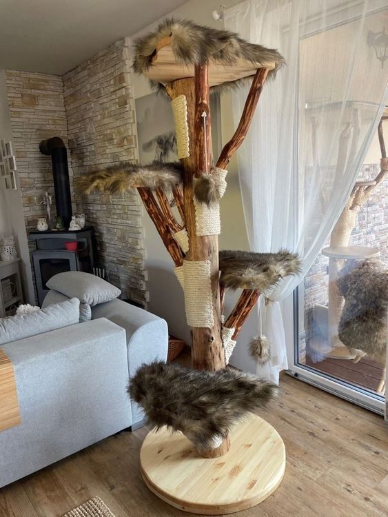 Arbre A Chat En Bois Naturel Artisanat D Acheter Sur Ricardo