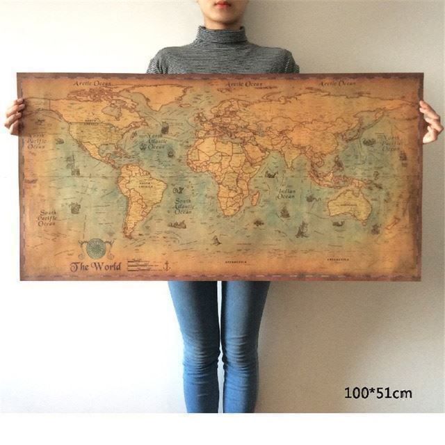 NEU Welt Karte retro 50x100cm 1