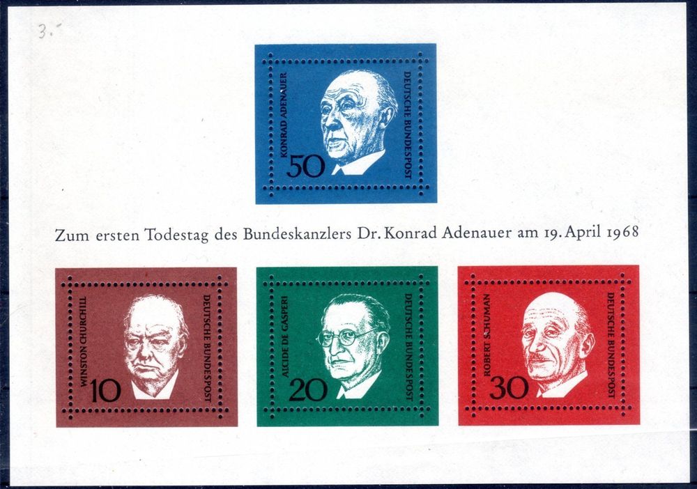 DR. KONRAD ADENAUER BLOCK ZUM TODESTAG**POSTFRISCH** - AX12 | Kaufen ...