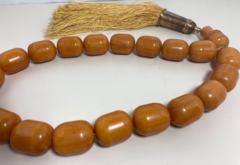 Collier Ancien En Ambre Naturel - 48 Grammes - Longueur 39 Cm - Style Ethnique