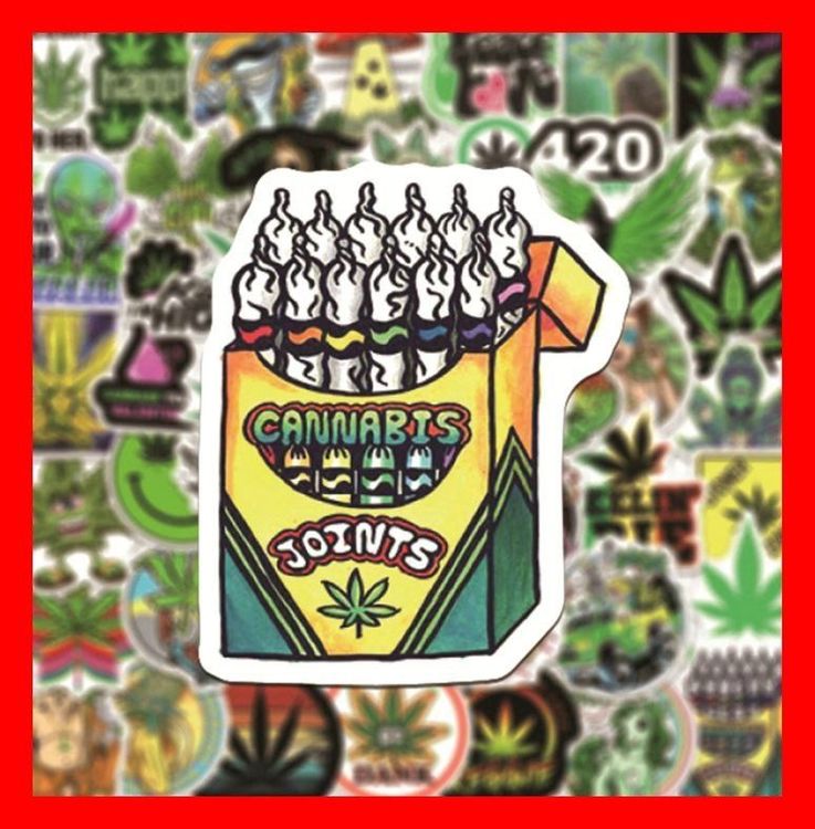 50 Tlg Stickerset Marihuana Aufkleber 1