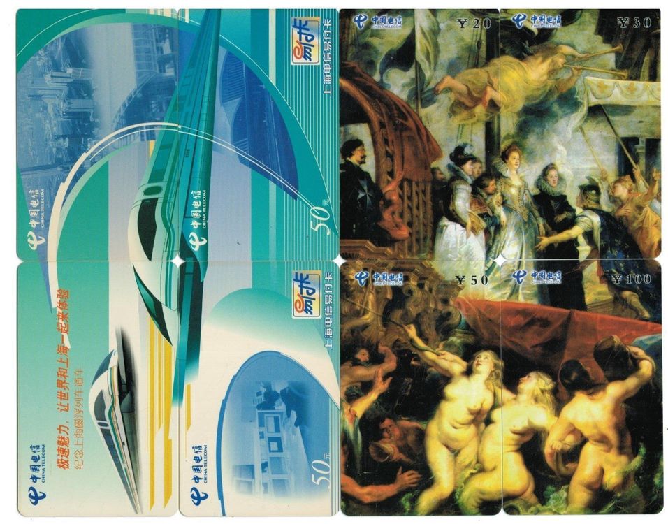 8 Telefonkarten China Eisenbahn Rubens 1