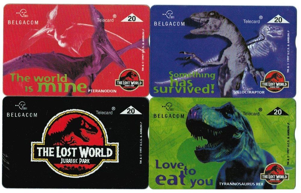 4 Telefonkarten Belgien Jurassic Park 1