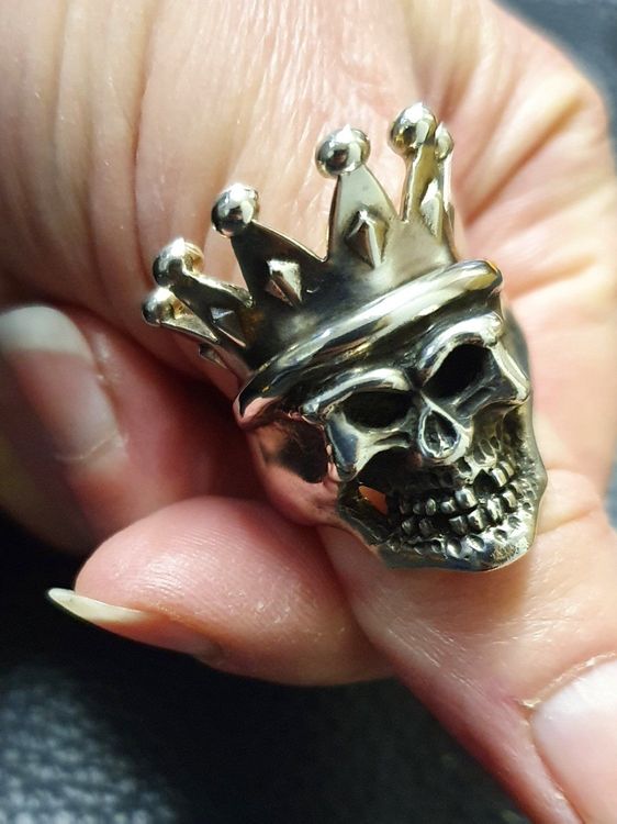 Neu: grosser King Skull Ring (Krone) Gr. 62 / 925 Silber 1