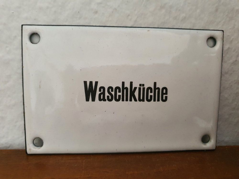 Altes Emailschild Waschküche Emaille 1