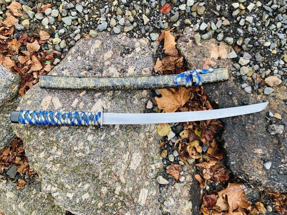 Samurai Katana Schwert Tanto BLAU 78cm 1