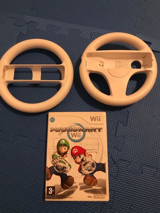Nintendo Wii Mario Kart Spiel+ 2x Lenkrad Weiß