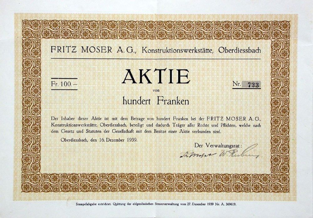 Fritz Moser AG, Oberdiessbach 1939 Kaufen auf Ricardo