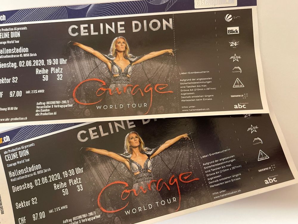 Tickets für Celine Dion Konzert Acheter sur Ricardo