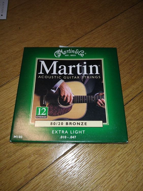 Jeu De Cordes Martin M-180 Extra-Light Pour Guitare Acoustique - Bronze 80/20, Calibre .010-.047, Lot De 12