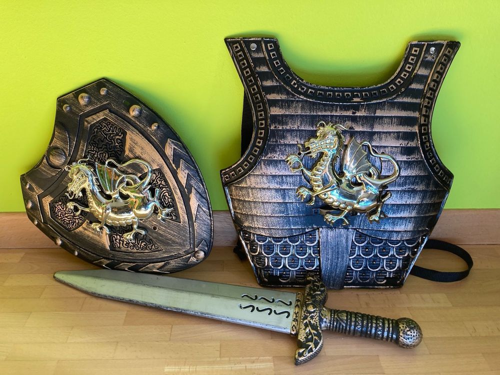 Ritter Rüstung & Schild Set Aus Kunststoff - Mittelalter Kostüm Für Kinder