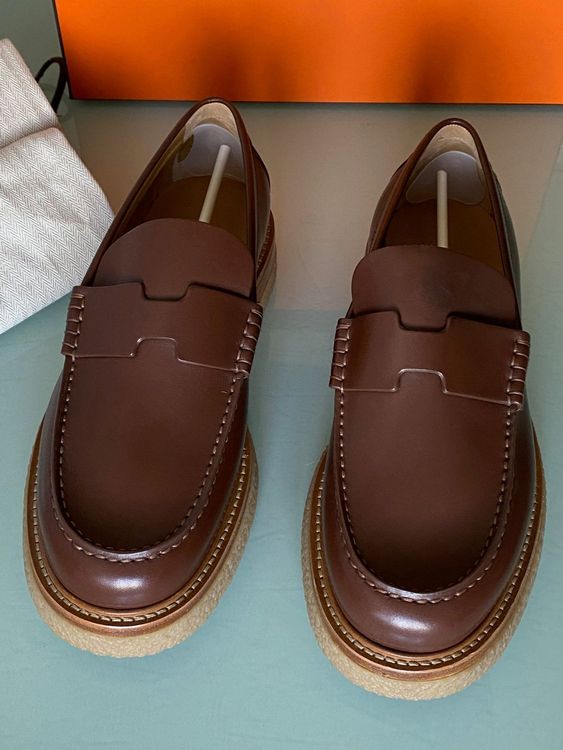 HERMÈS DALE Maroon Slip On Mokassins Leder Loafers 41 NEU Kaufen auf