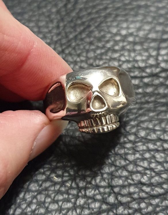 Neu: schlichter Skull Ring / 925 Silber / Gr. 63 1