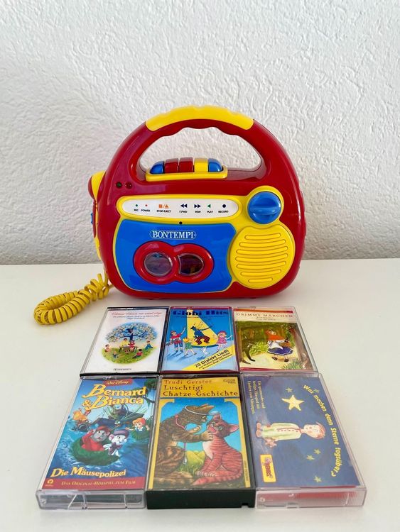 Kinder Kassettenrecorder mit Mikrofon inklusive 6 Kassetten Kaufen