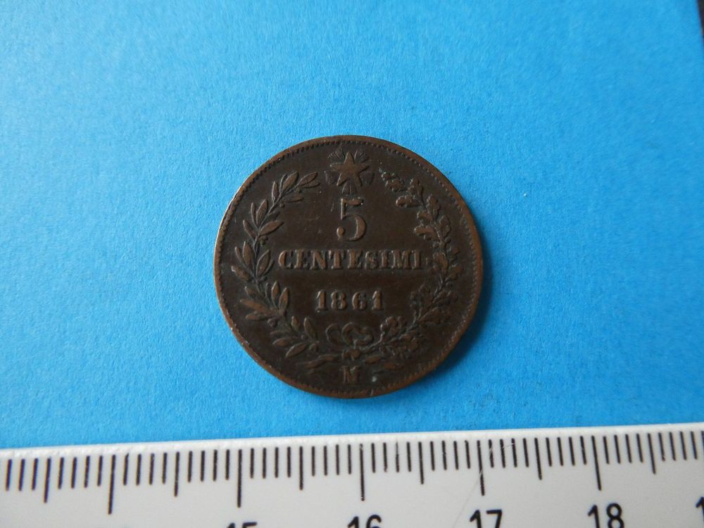 Italien 1861 M, 5 Centesimi 1