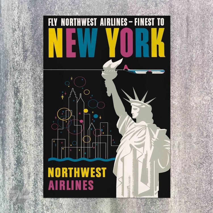 NEW YORK AIRLINE USA Plakat Poster Repro 1