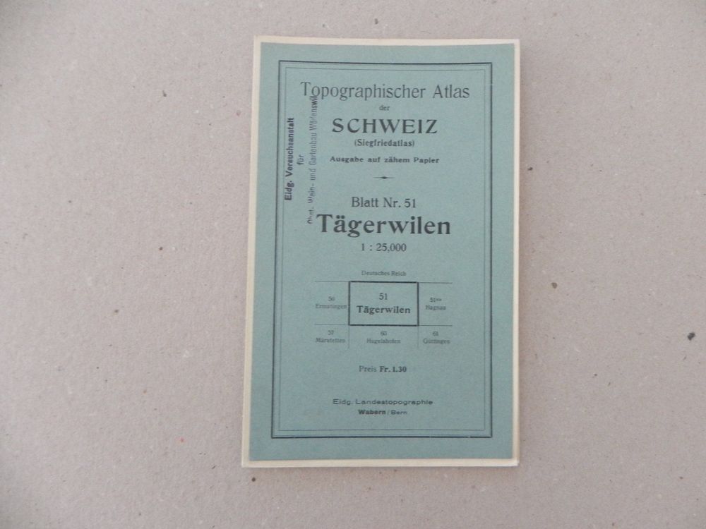 Landkarte Karte Tägerwilen TG 1936 Gottlieben Kreuzlingen | Acheter sur