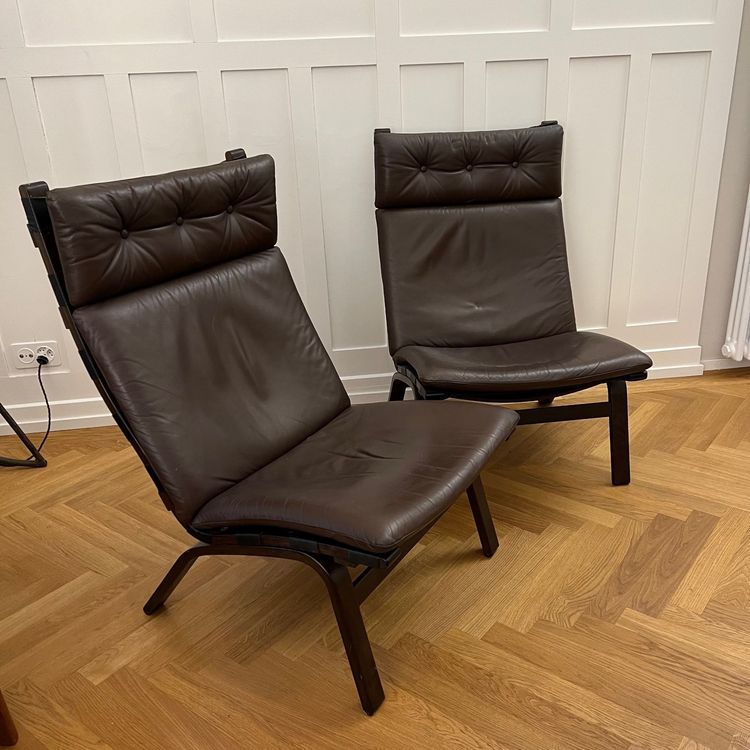 Farstrup Danish faux leather and wood lounge chair Sessel Kaufen auf Ricardo
