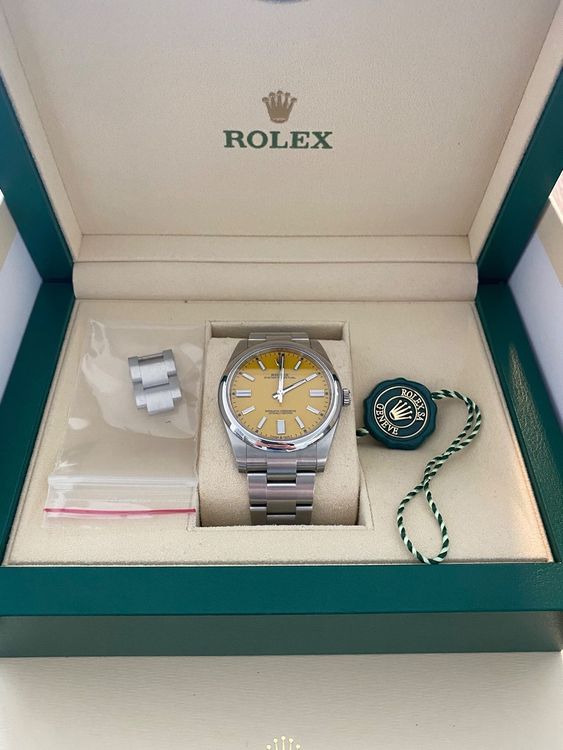 Rolex oyster perpetual yellow dial 41 DISCONTINUED Kaufen auf Ricardo