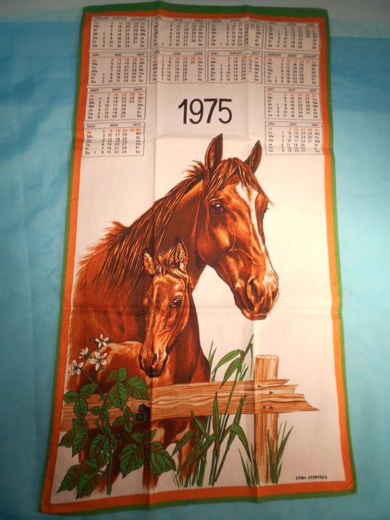 Stoffkalender 1975 Pferde, Stute und Fohlen 38 x 70cm | Acheter sur Ricardo