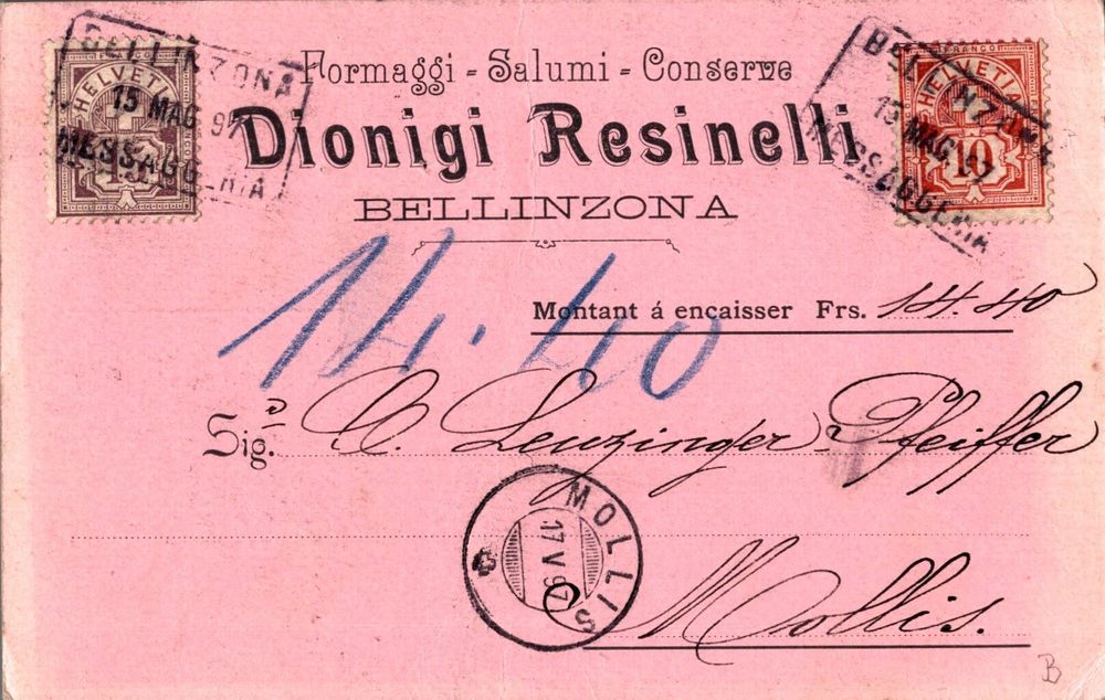 NN-Karte Dio. Resinelli Bellinzona 1897 | Kaufen auf Ricardo