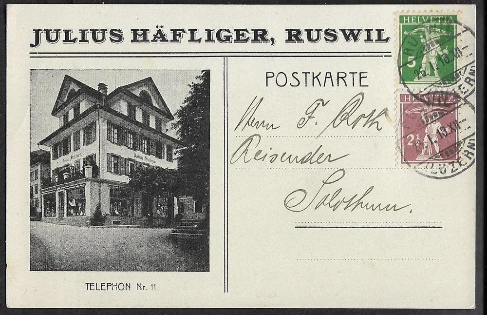 1918 illust. Firmen-Karte RUSWIL Zweifarbenfrank. ab 1.- !! | Kaufen